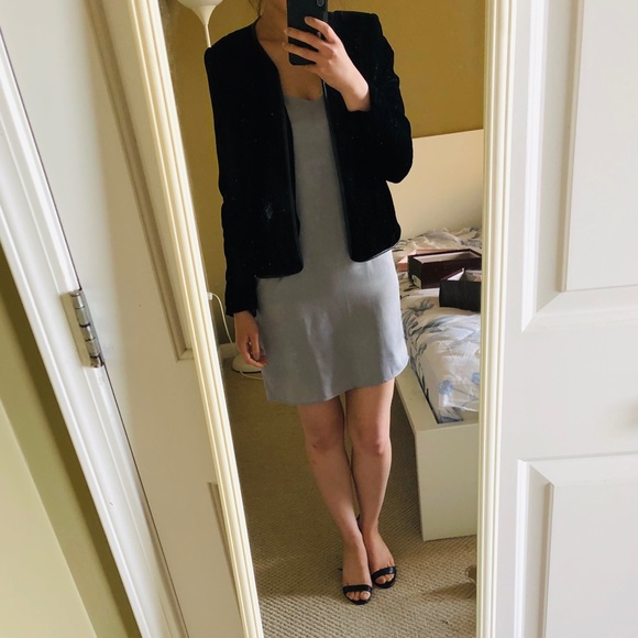 H&M NWOT Women Suede Open Blazer padded Shoulder with no collar Size 6 - Picture 2 of 6